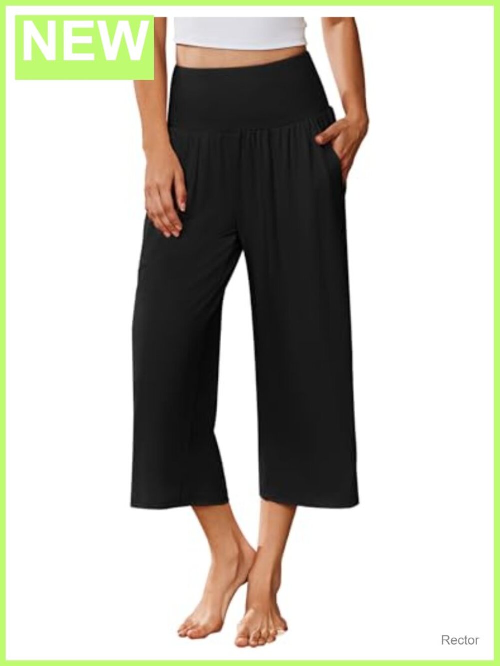 Wide Leg Capri Pajama Pants for Women with Pockets - Polyester Spandex Lounge